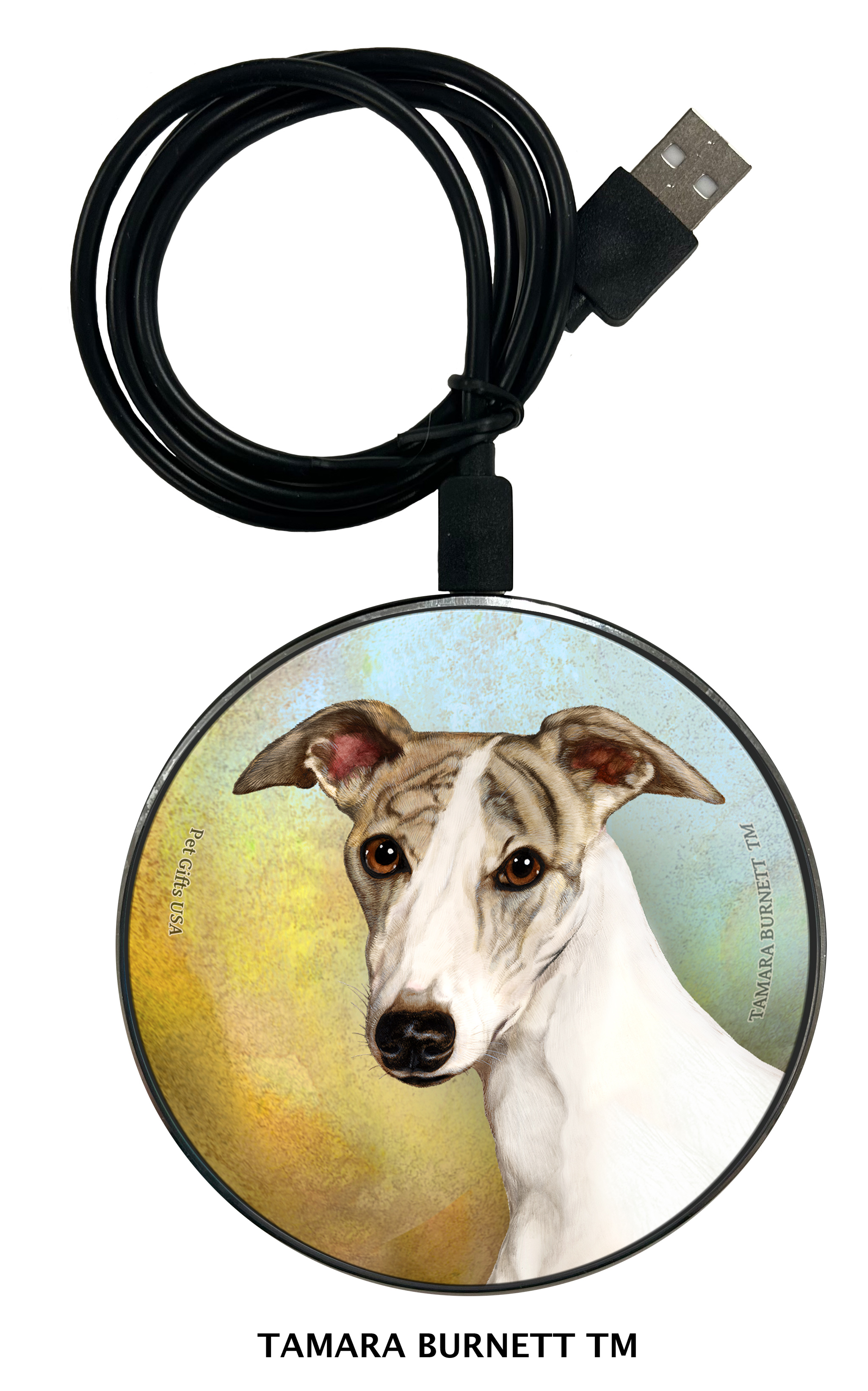 Whippet Fawn Brindle and White - Zoomies Phone Charger image